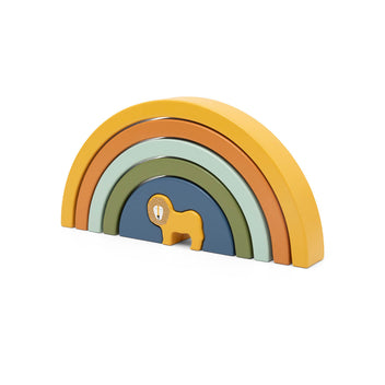 WOOMAX Lot De 3 Jeux En Bois FSC – Abaque Arc-en-ciel, Pingouin Empilable Et Emboîtable – Couleurs Pastel – Jouet éducatif Dès 12 Mois, Bébé, Motricité Et Logique