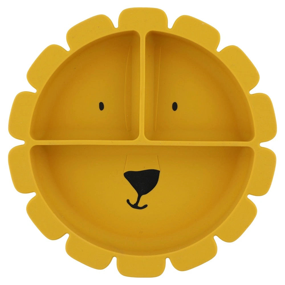 ASSIETTE AVEC VENTOUSE EN SILICONE ET COMPARTIMENTS - MR LION