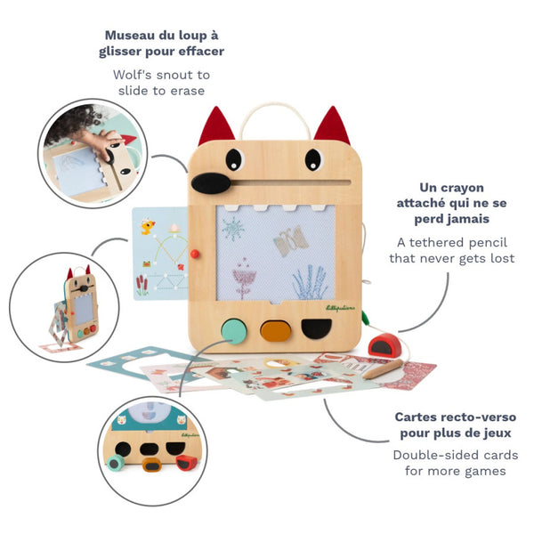 ARDOISE MAGIQUE EN BOIS - LOUP LE LOUP